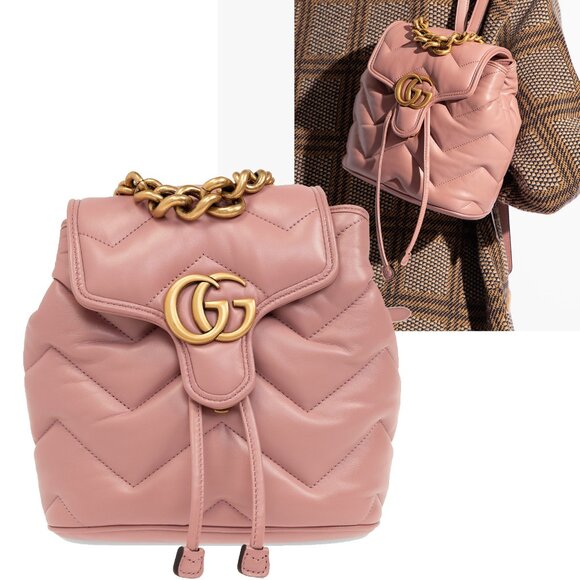 GUCCI BAG 777253 GG MARMONT LOGO BACKPACK PINK QUILTED LEATHER main image 7